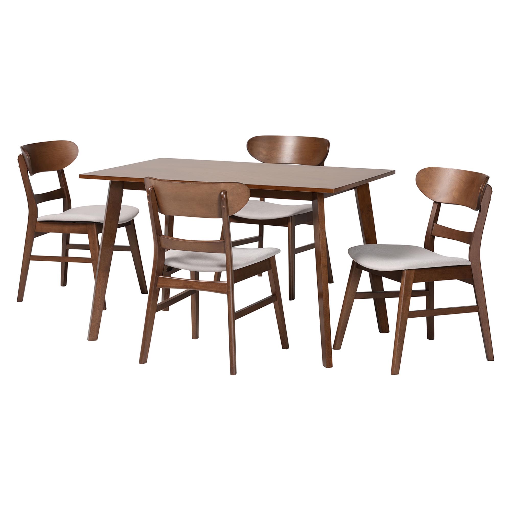 Baxton Studio Fremont Wood 5-Piece Dining Set - Mid-Century Modern Table with Matching Chairs for Dining Room or Kitchen